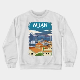 Milan Italy Vintage Minimal Retro Travel Poster Crewneck Sweatshirt